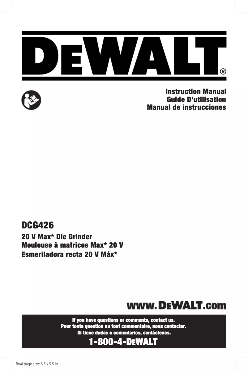 First page image of the manual for DCG426M2