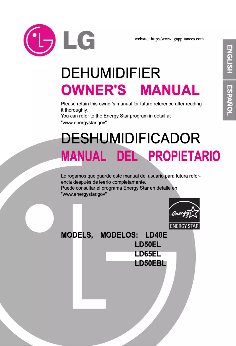 First page image of the manual for LD50EL
