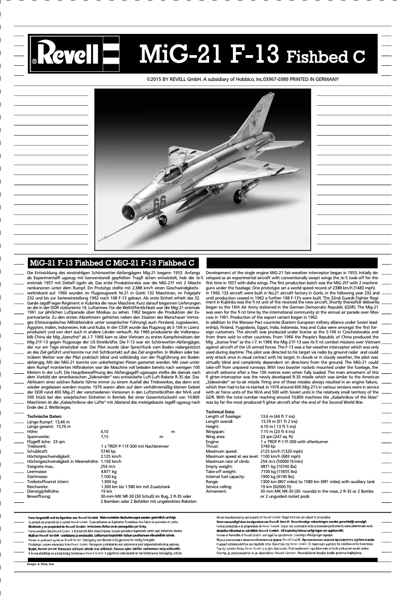 Page 1 of the manual User Manual Revell MiG-21 F.13 Fishbed C