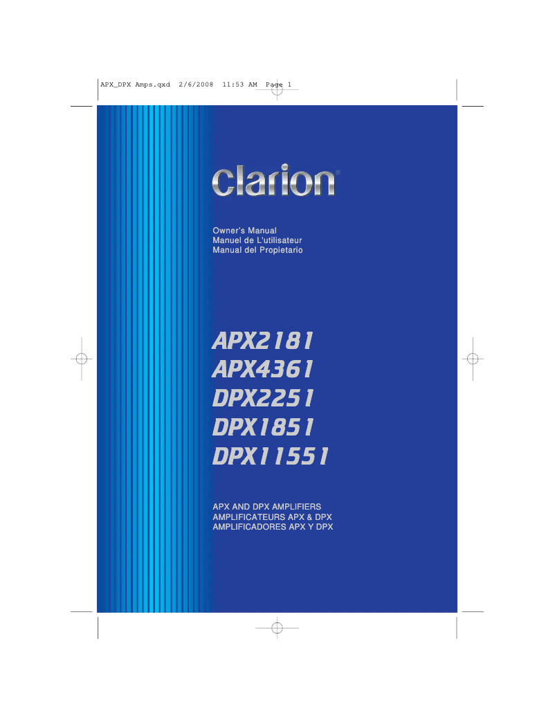 Page 1 de la notice Manuel utilisateur Clarion DPX11551
