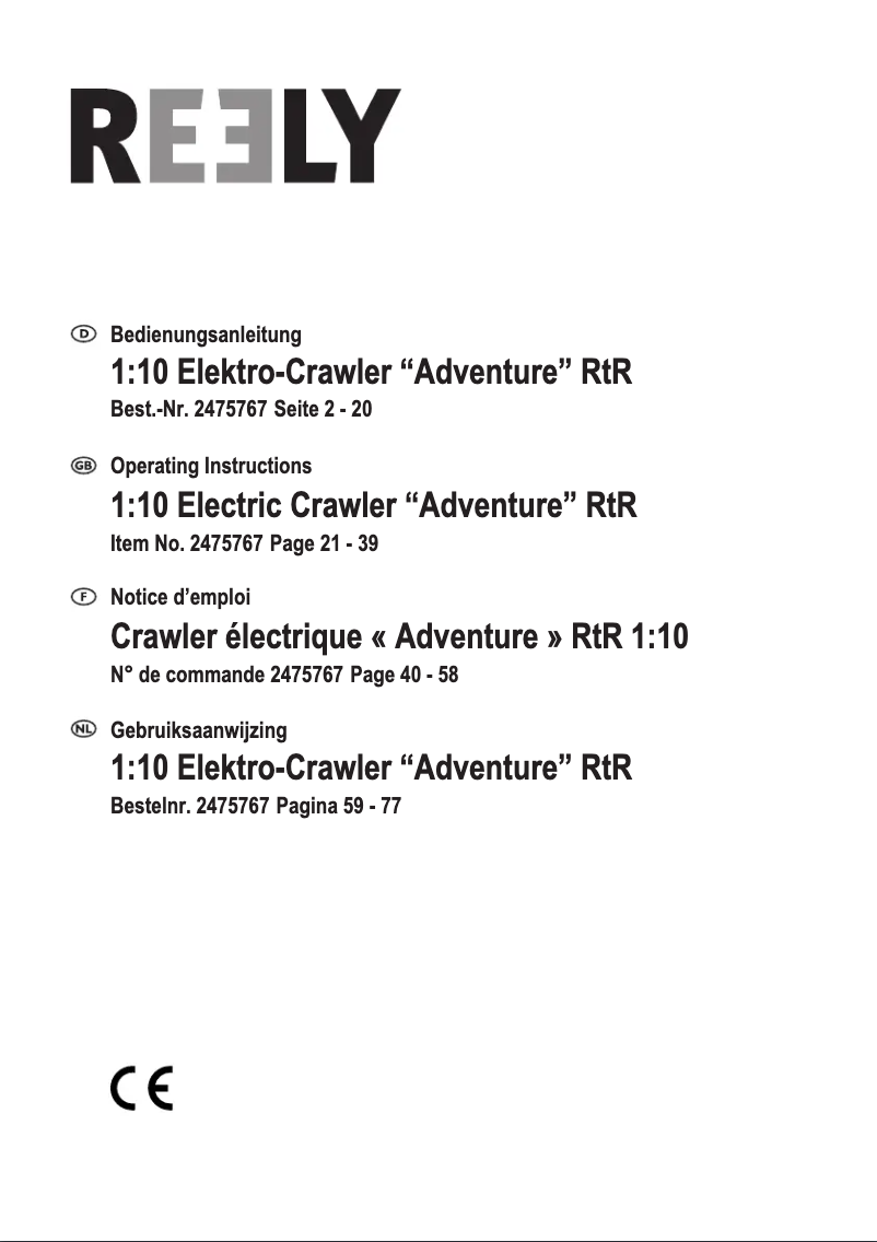 First page image of the manual for Adventure