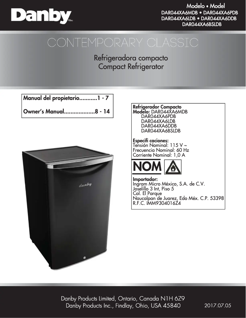 First page image of the manual for DAR044XA6DDB