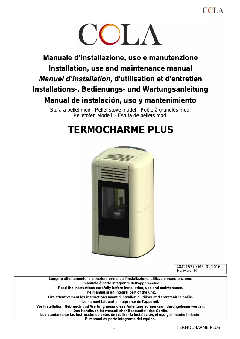 Page 1 of the manual User Manual Cola Termo Charme Plus