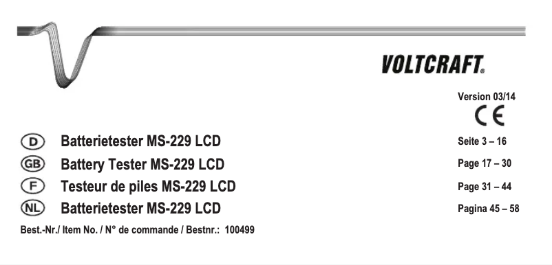Page 1 of the manual User Manual Voltcraft MS-229