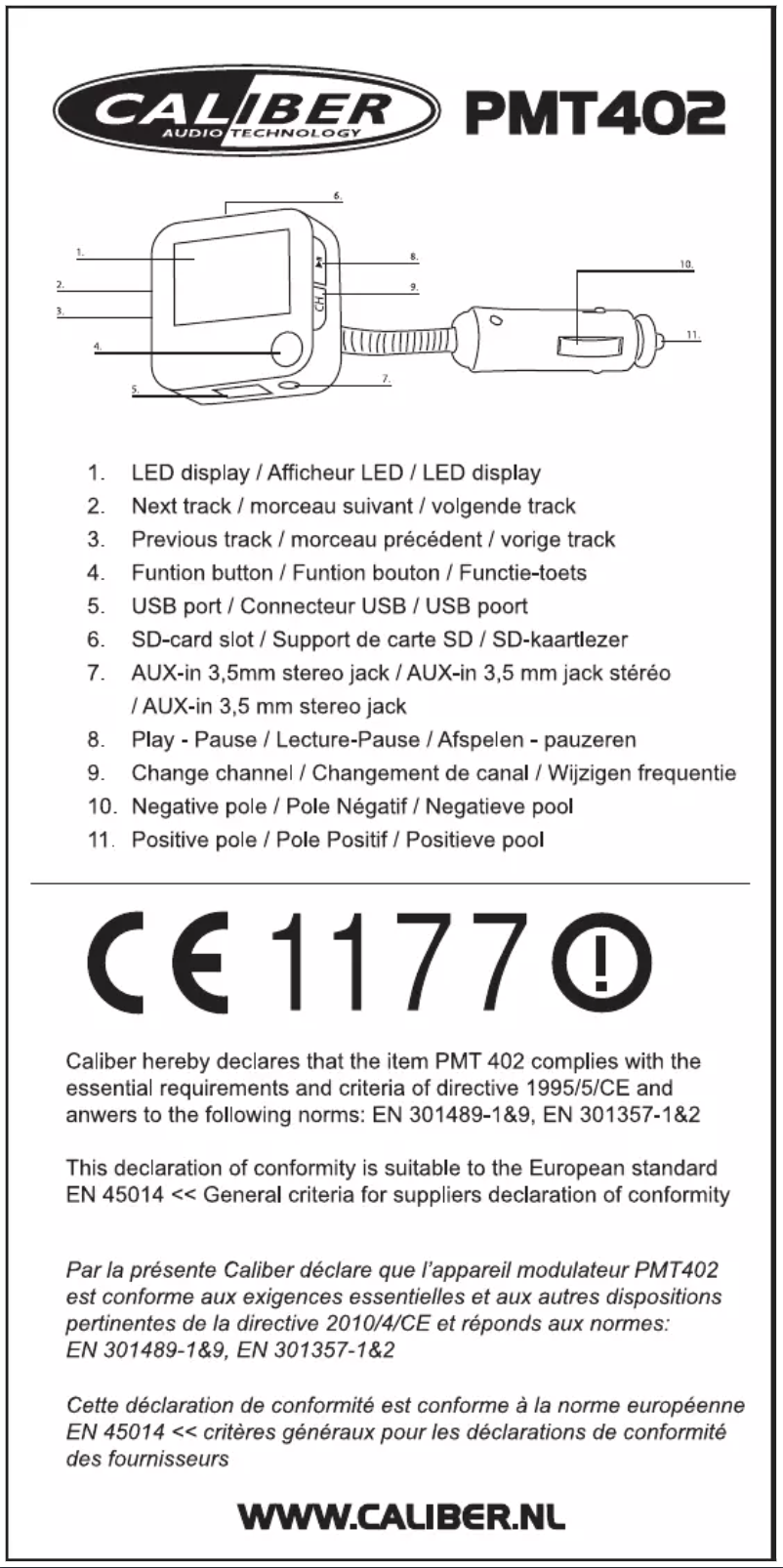 Page 1 of the manual User Manual Caliber PMT402
