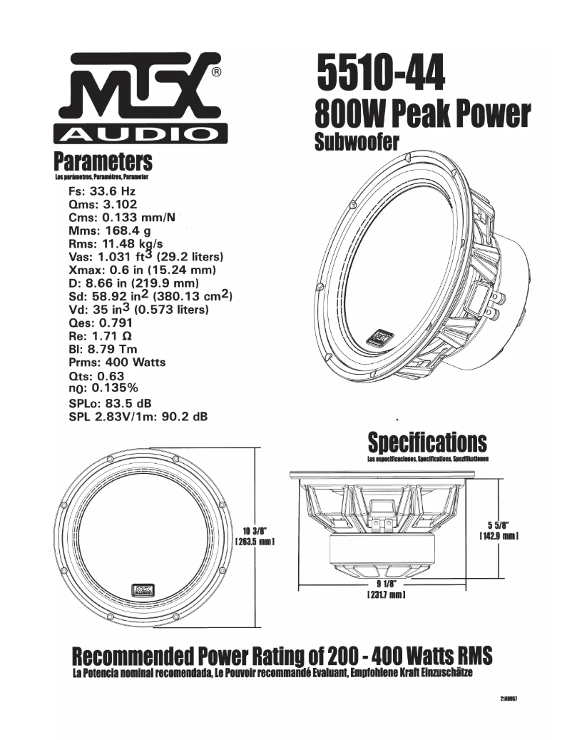 Page 1 de la notice Manuel utilisateur MTX Audio 5510-44