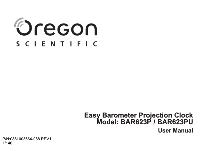 Page 1 of the manual User Manual Oregon Scientific BAR623PU