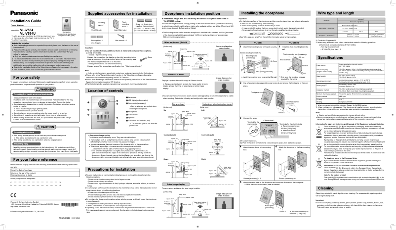 First page image of the manual for VL-V554U