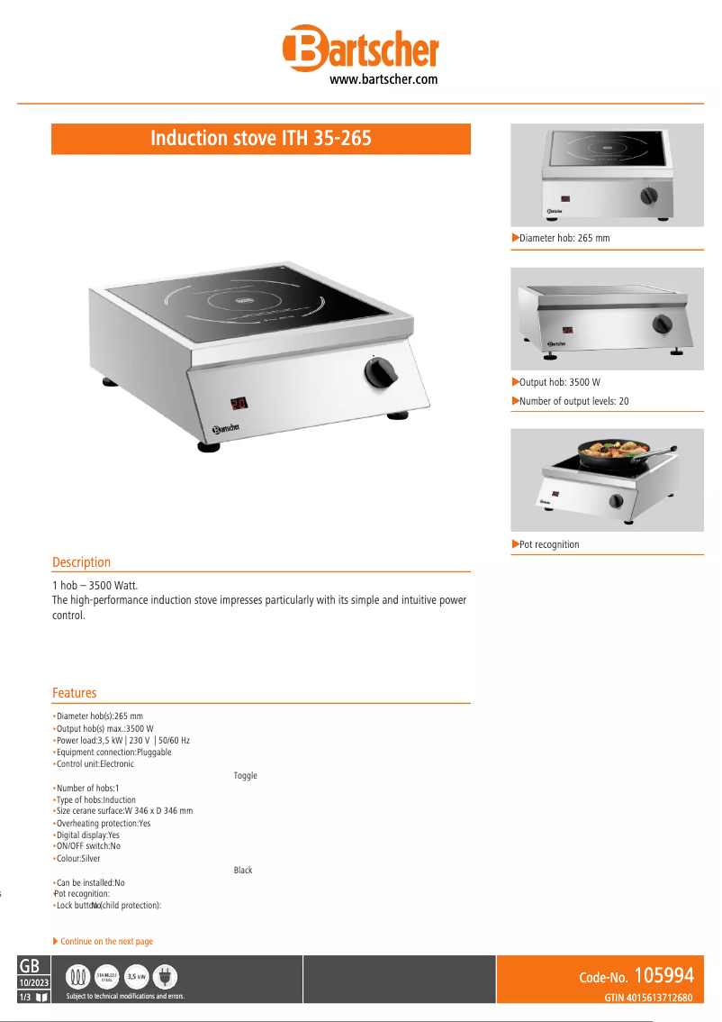 First page image of the manual for ITH 35