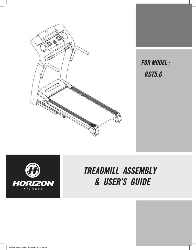 Page 1 de la notice Manuel utilisateur Horizon Fitness RST5.6