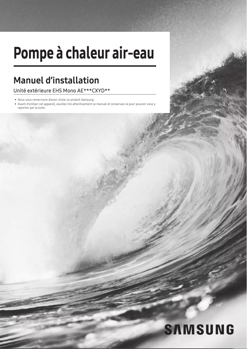 Page 1 of the manual User Manual Samsung AE080CXYDEK