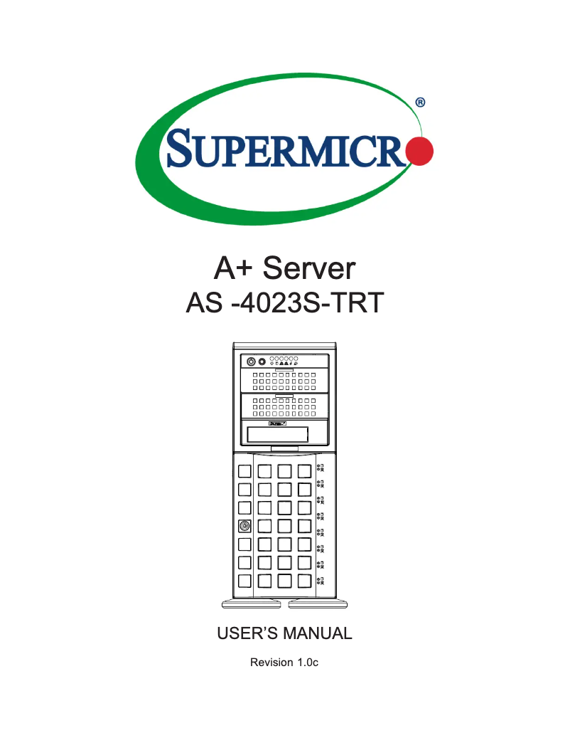 First page image of the manual for A+ Server 4023S-TRT