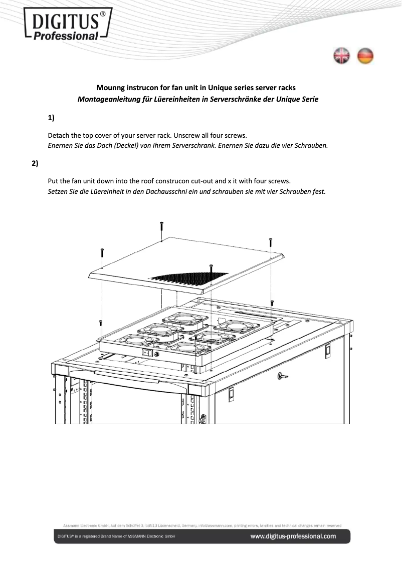 Page 1 of the manual User Manual Digitus DN-19 FAN-6-SRV-B