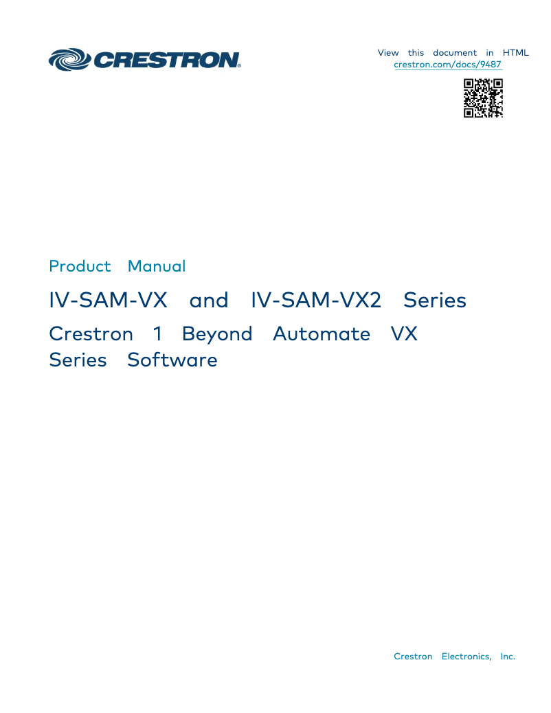 Page 1 de la notice Manuel utilisateur Crestron IV-SAM-VX2-S