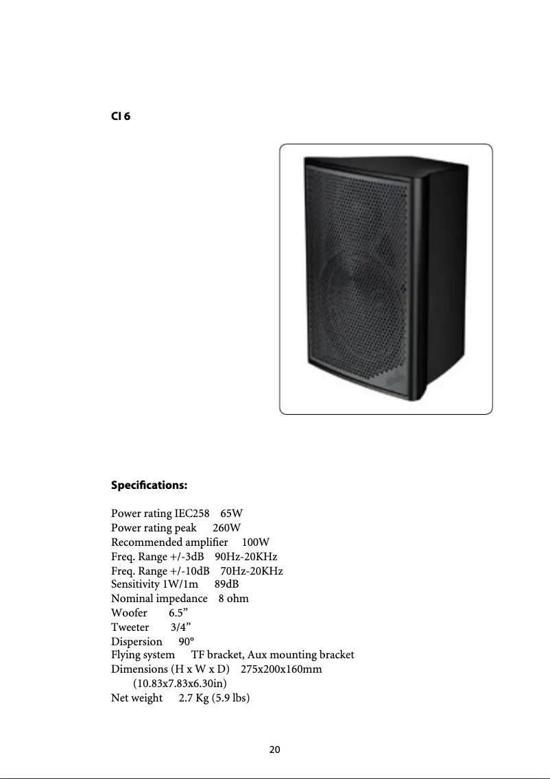 Page 1 of the manual Technical Sheet Martin Mach CI6