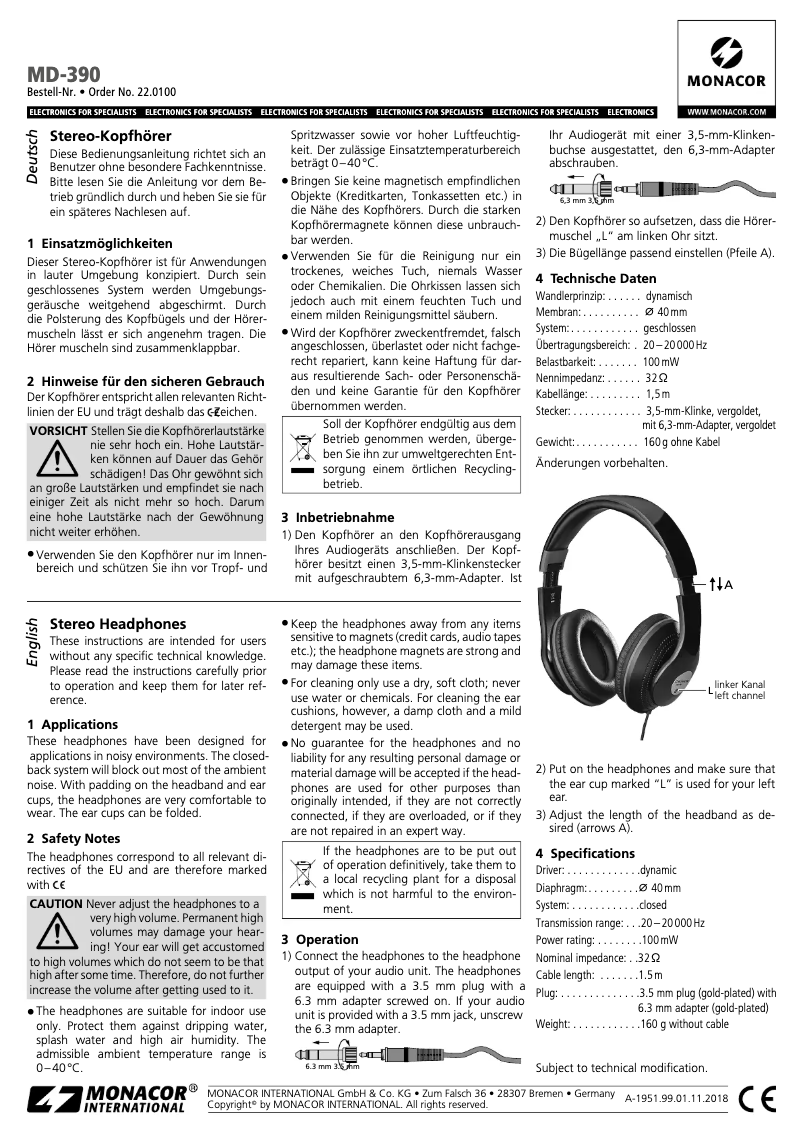 First page image of the manual for MD-390