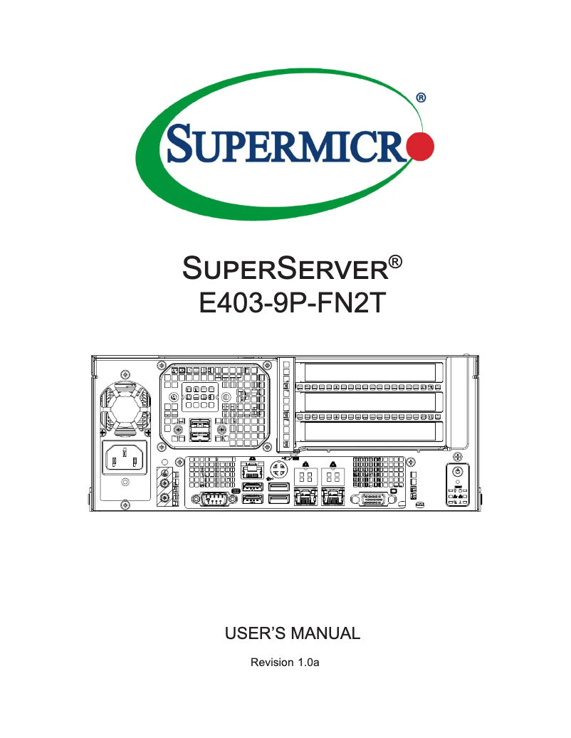 First page image of the manual for SuperServer E403-9P-FN2T