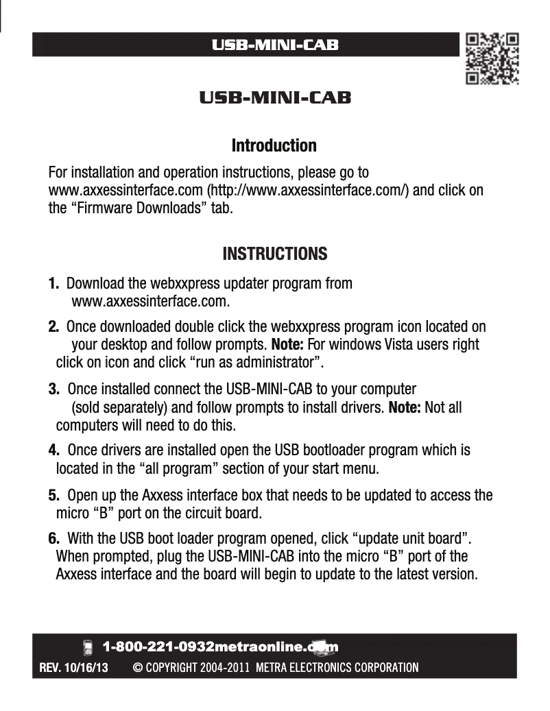 First page image of the manual for USB-MINI-CAB