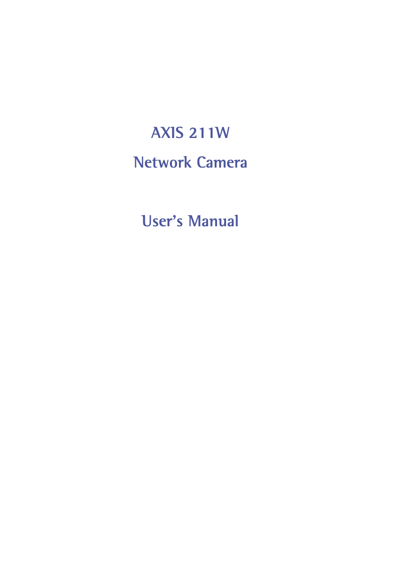 Page 1 of the manual User Manual Axis 211 Kit