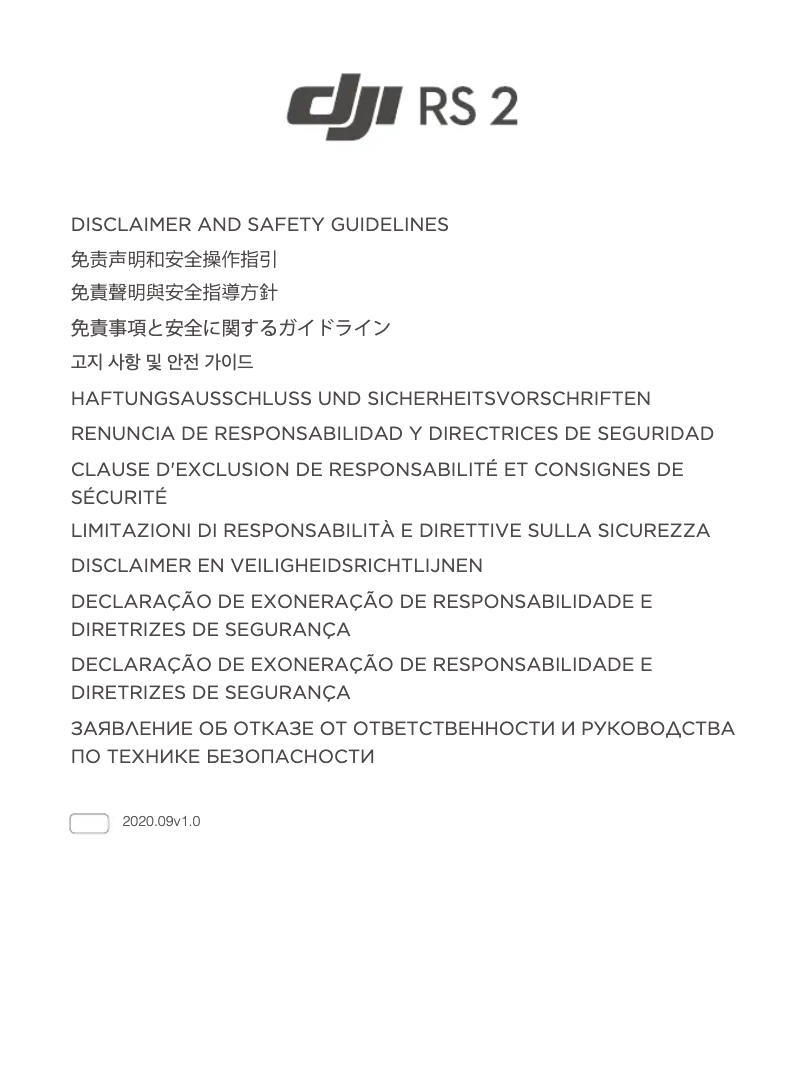 First page image of the manual for Ronin RS 2