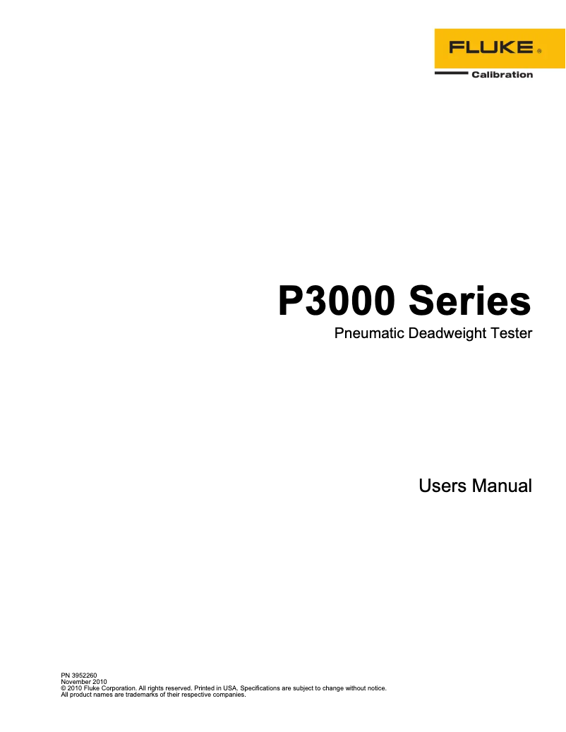 Page 1 of the manual User Manual Fluke P3000