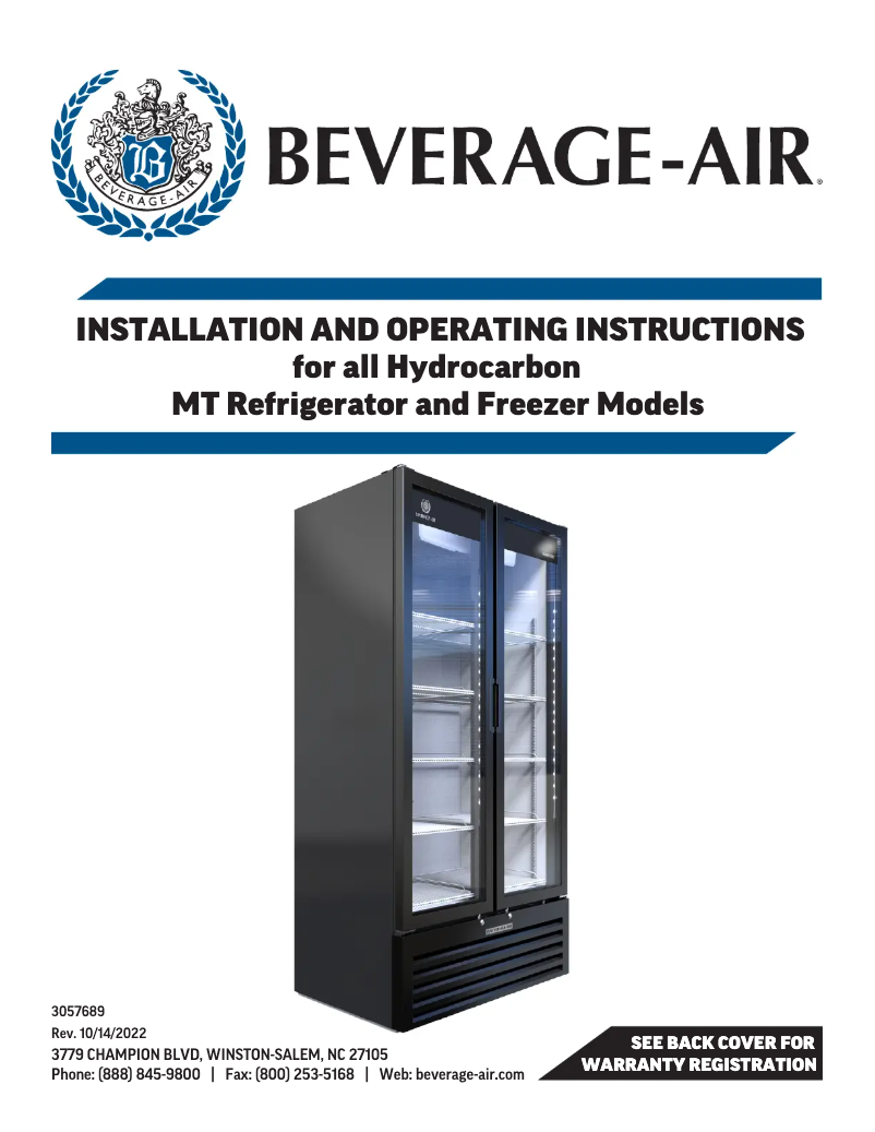 Page 1 of the manual User Manual Beverage-Air MT49-1W