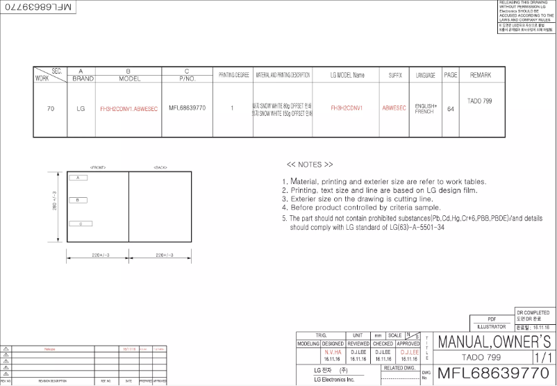 Page 1 of the manual User Manual LG 41262