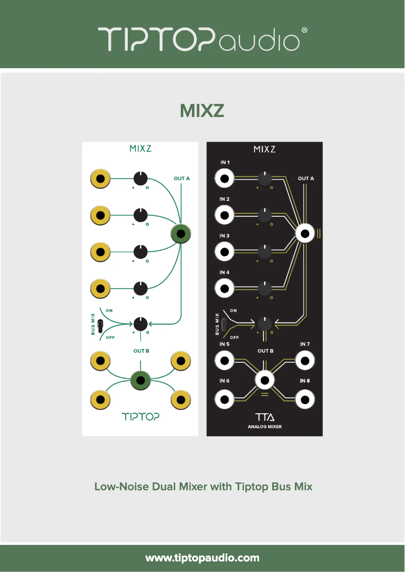 Page 1 of the manual User Manual Tiptop Audio MIXZ
