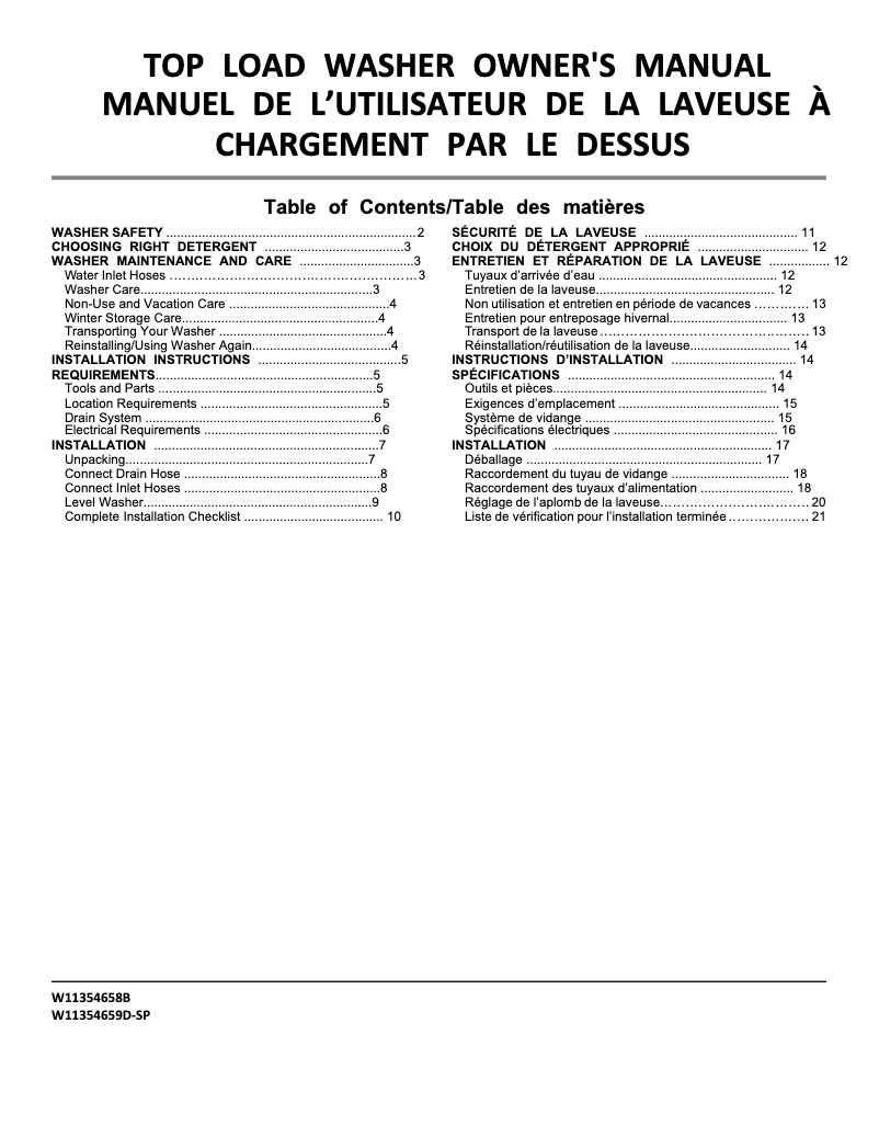Page 1 of the manual User Manual Maytag MVW5035MW