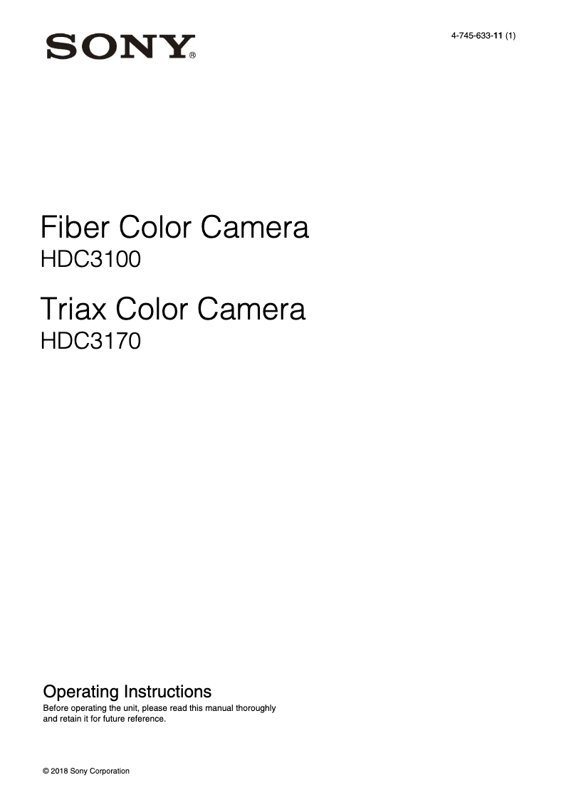 Page 1 of the manual User Manual Sony HDC-3100