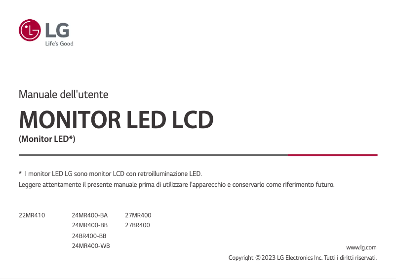 First page image of the manual for 27BR400