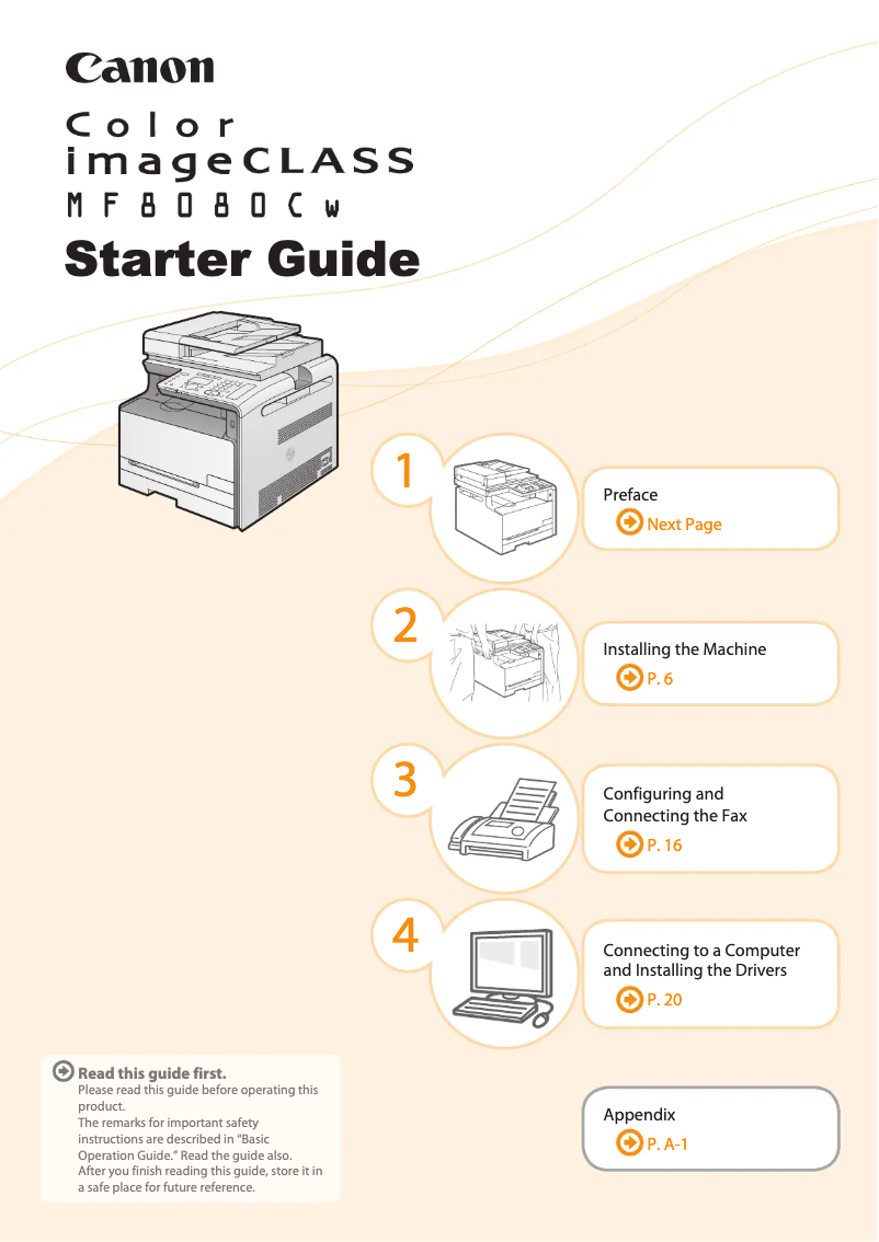 First page image of the manual for imageCLASS MF8080CW