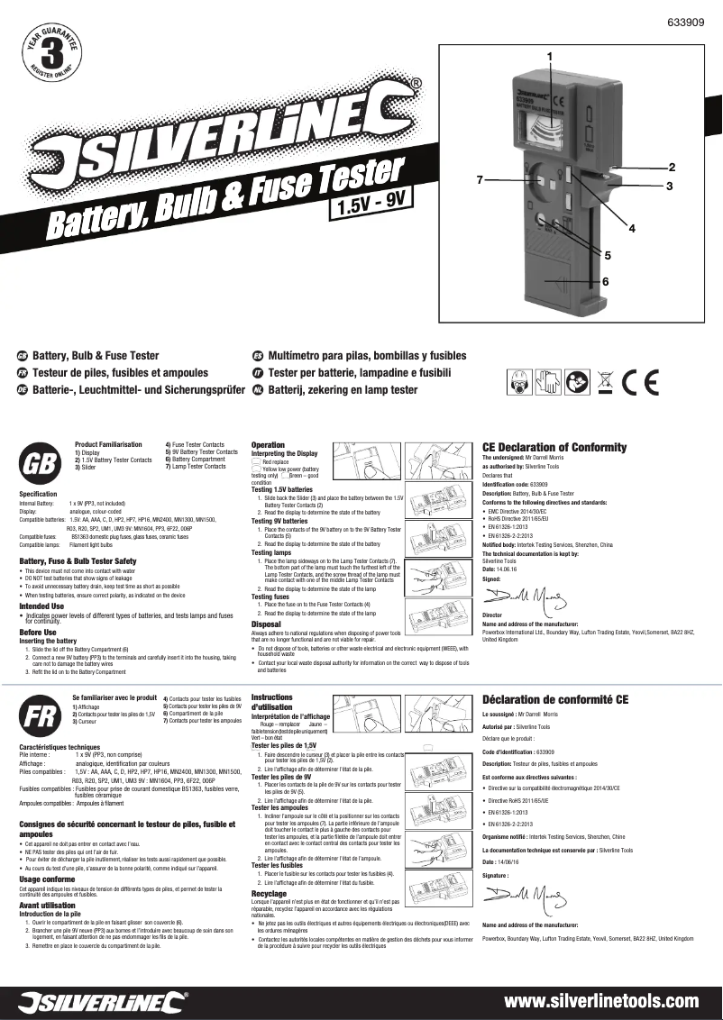 First page image of the manual for 633909