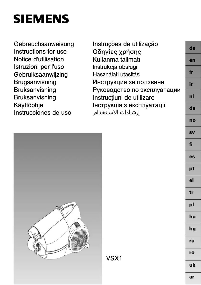 Page 1 of the manual User Manual Siemens VS06G2000