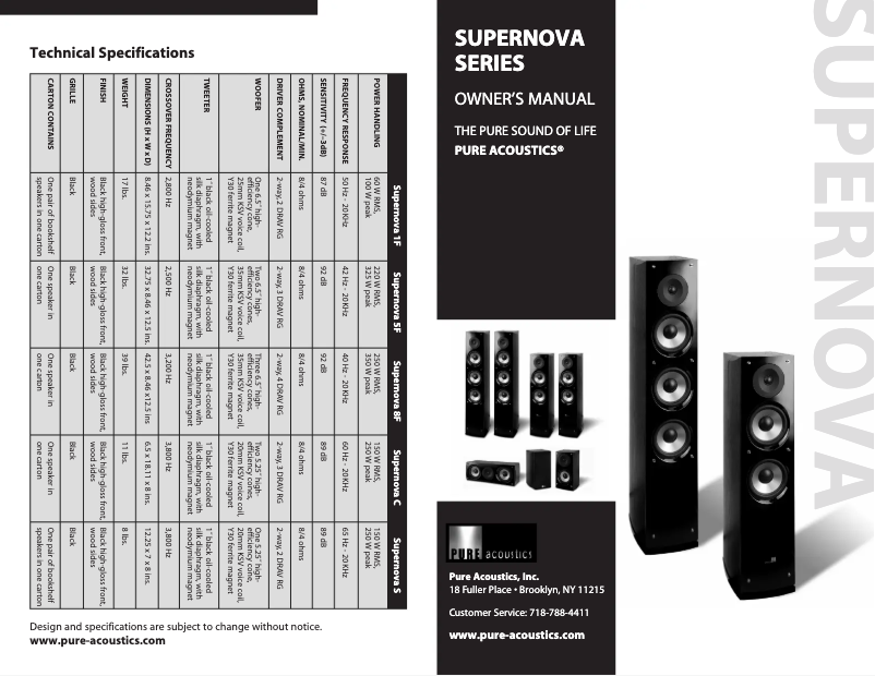 Page 1 of the manual User Manual Pure Acoustics Super Nova 5