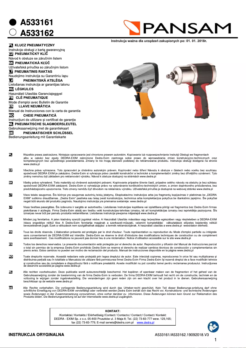 First page image of the manual for A533161