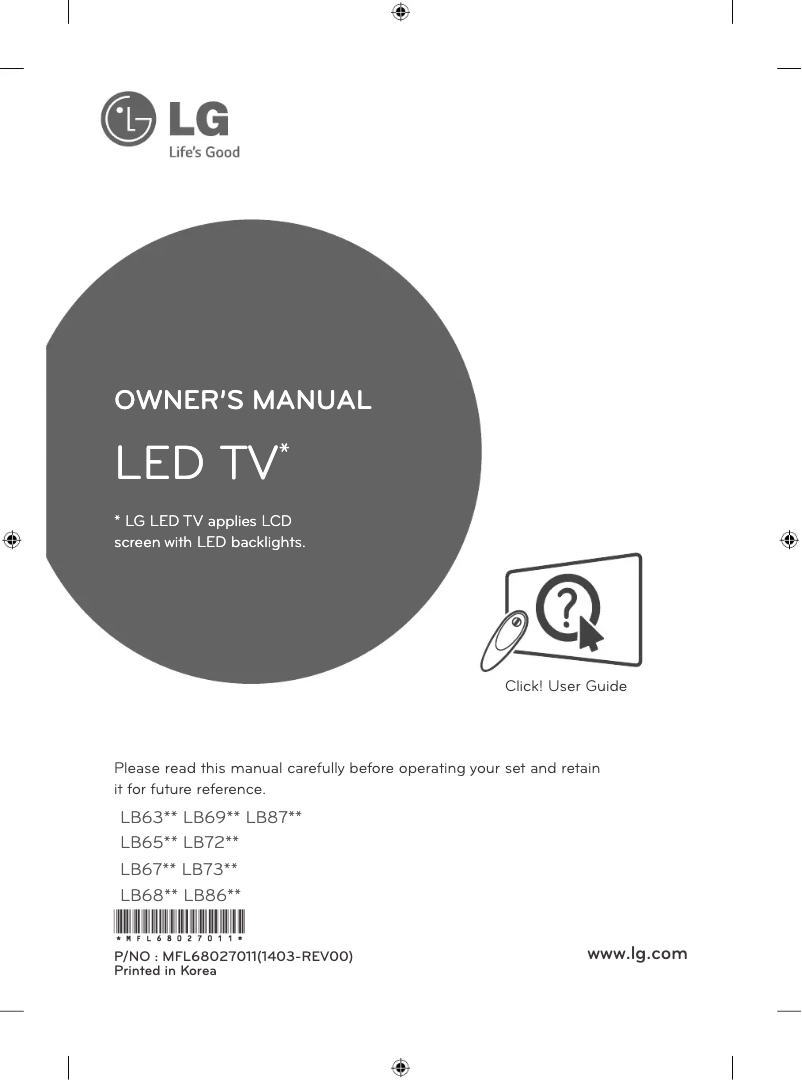 First page image of the manual for 55LB670V
