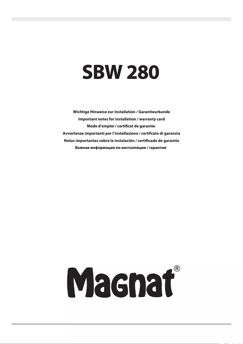 Page 1 of the manual User Manual Magnat SBW 280