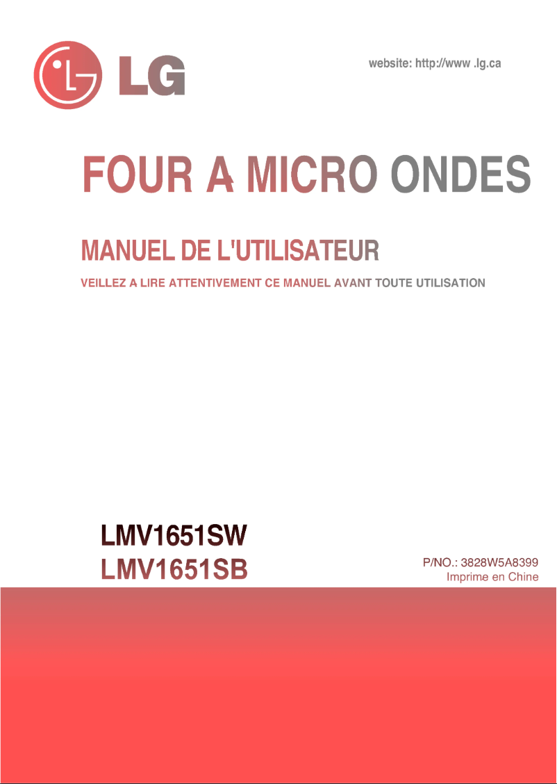 Page 1 of the manual User Manual LG MV-1645FQS