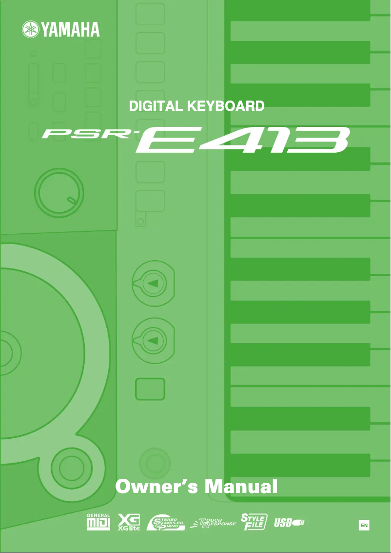 Page 1 of the manual User Manual Yamaha PSR-E413