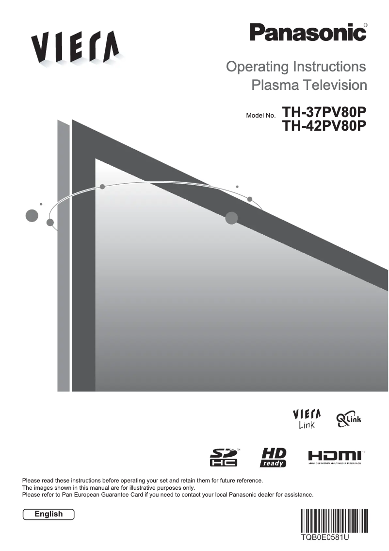 Page 1 of the manual User Manual Panasonic TH-42PV80P