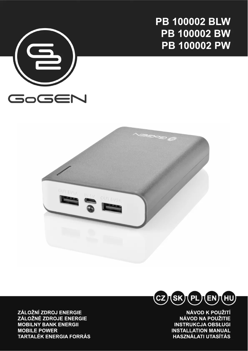 First page image of the manual for PB 100002 PW