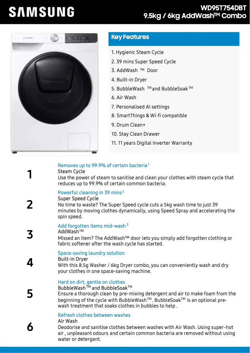 First page image of the manual for WD95T754DBT
