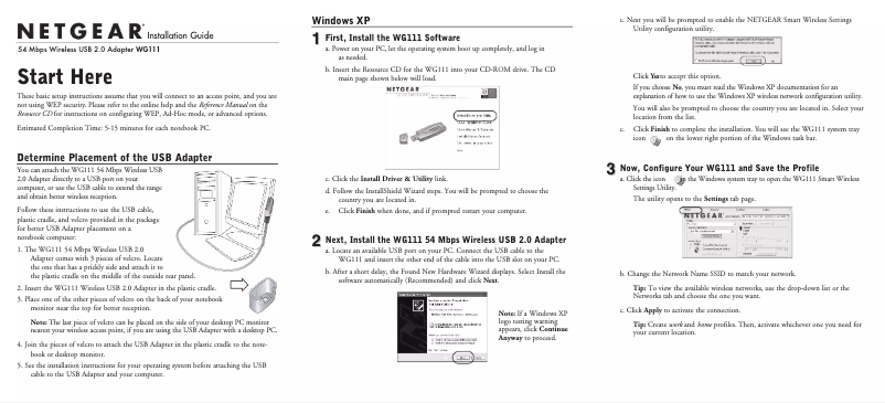 Image de la première page du manuel de l'appareil WG111v2