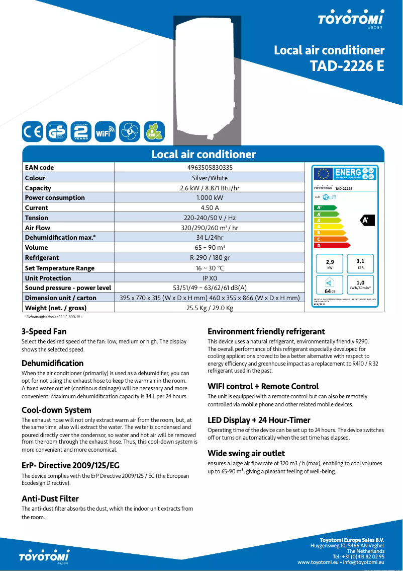 First page image of the manual for TAD-2226E