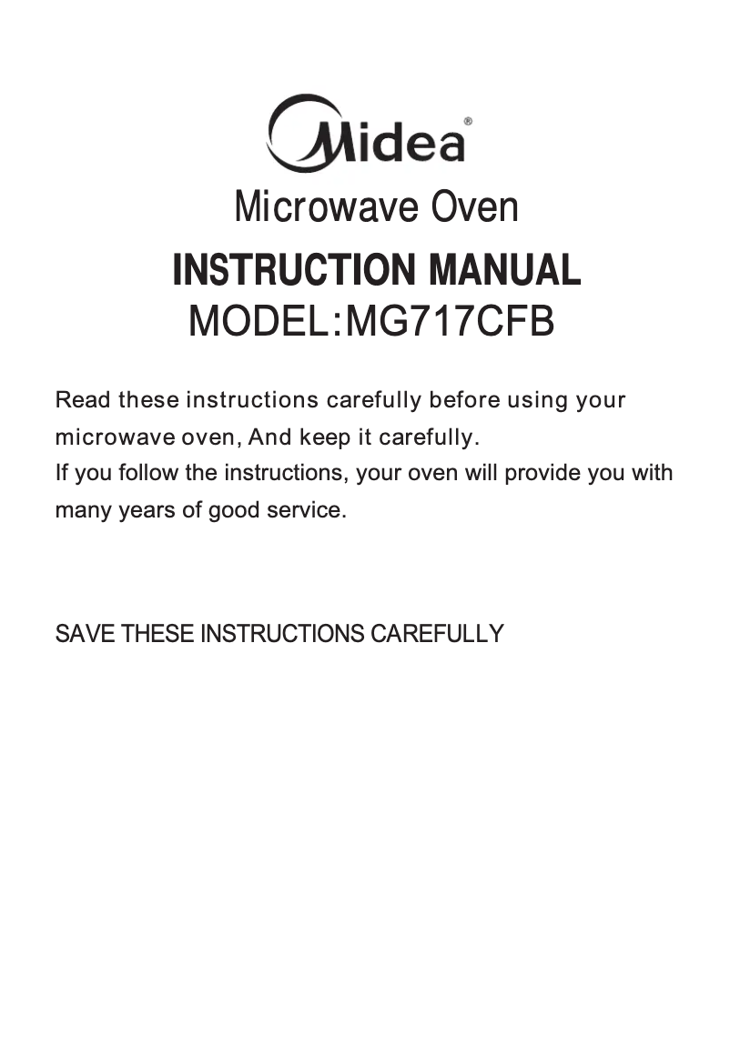 Page 1 de la notice Manuel utilisateur Midea MG717CFB