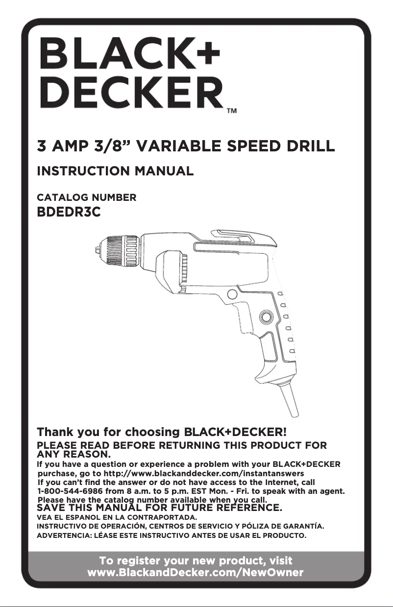 Page 1 of the manual User Manual Black & Decker BDEDR3C