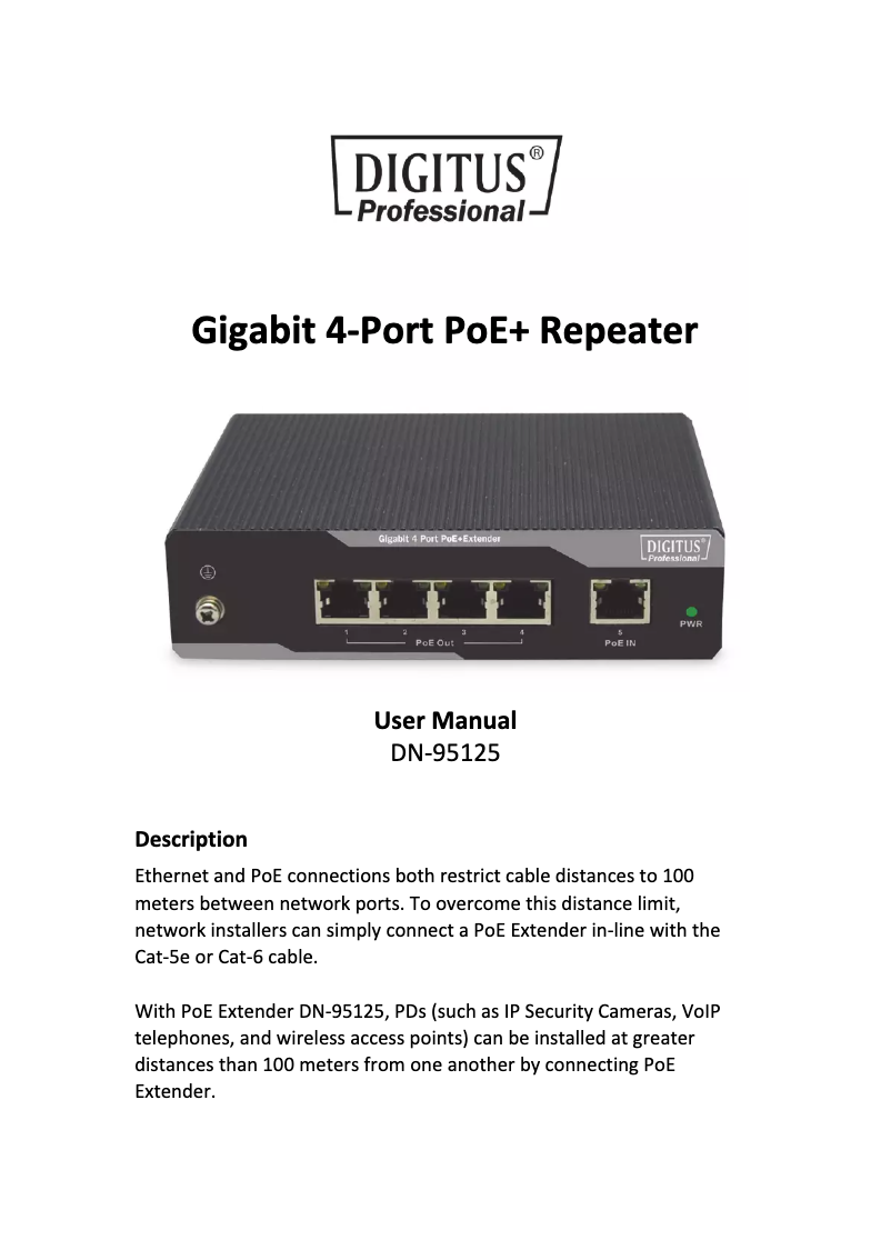 First page image of the manual for DN-95125