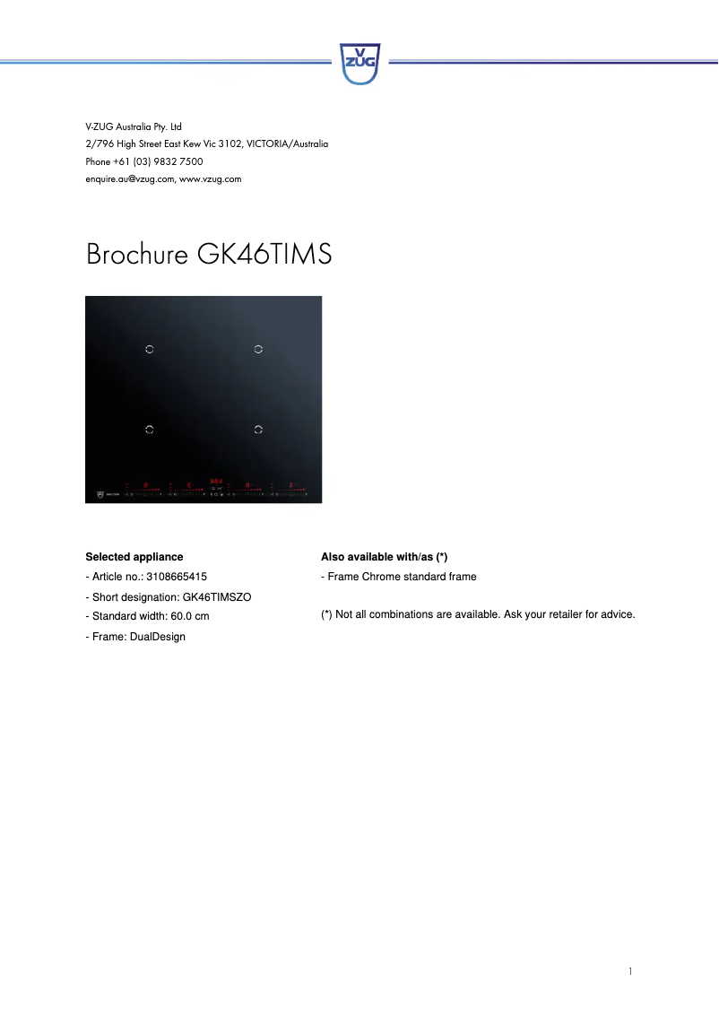 First page image of the manual for GK46TIMS