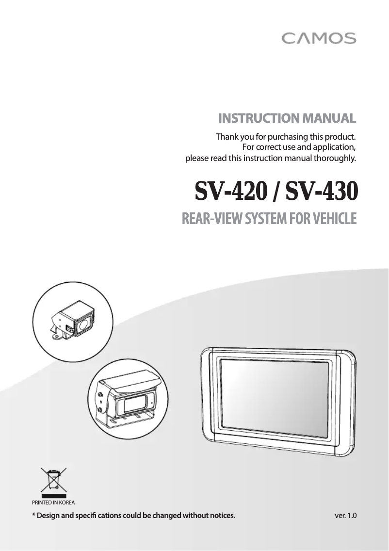 Page 1 of the manual User Manual Camos SV-420